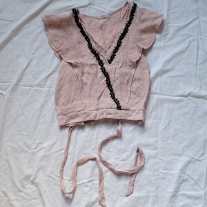 Elegant Pink Camisole with Black Lace by EM